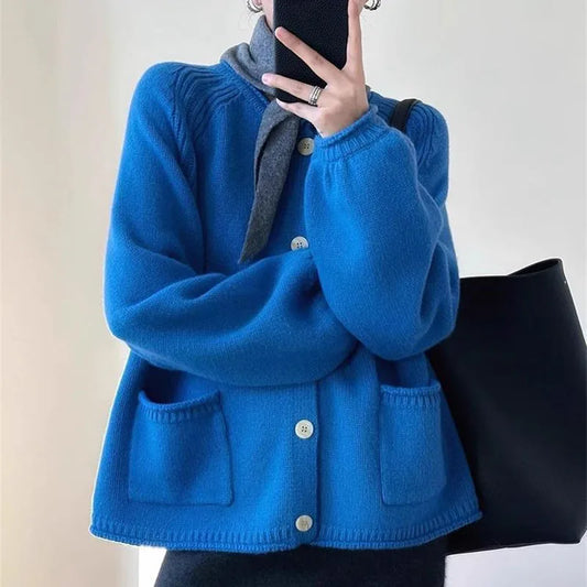 Lantern Sleeve Loose Knit Cardigan