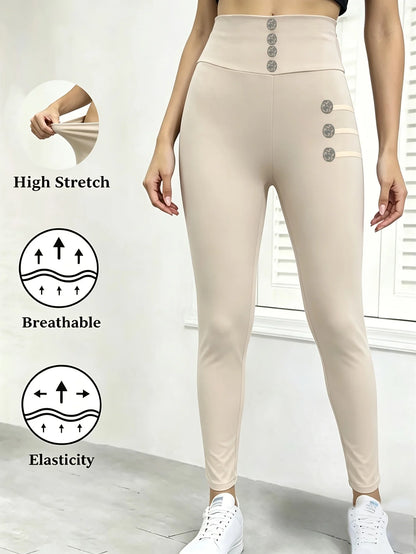 Button Print Cropped Leggings