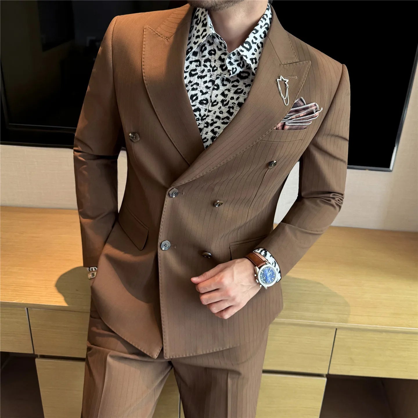 Two-Piece Jacket Pants Dark Suit