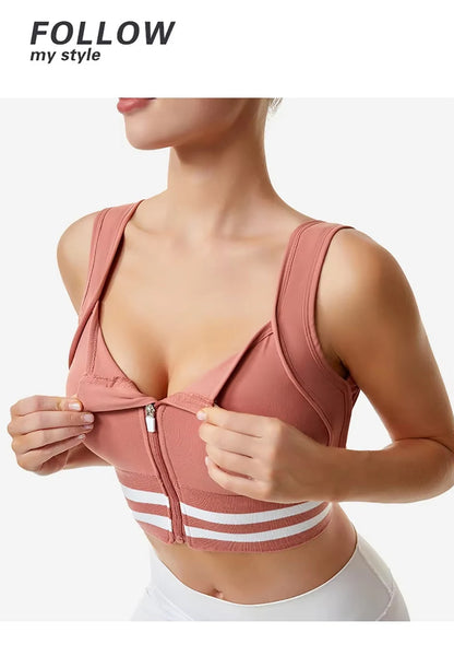 Zipper Front Closure Sports Bra