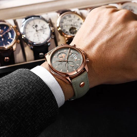 Chronograph Leather Strap Watch