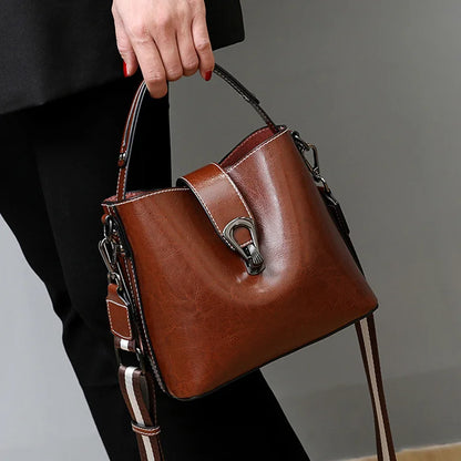 Oil Wax Leather Bucket Bag