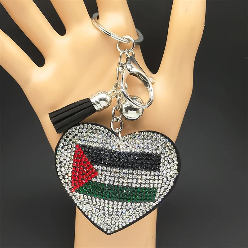 Palestine Flag Full Crystals Heart