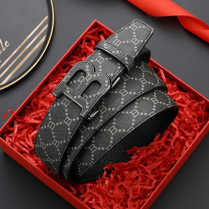 Luxury leather B buckle belt