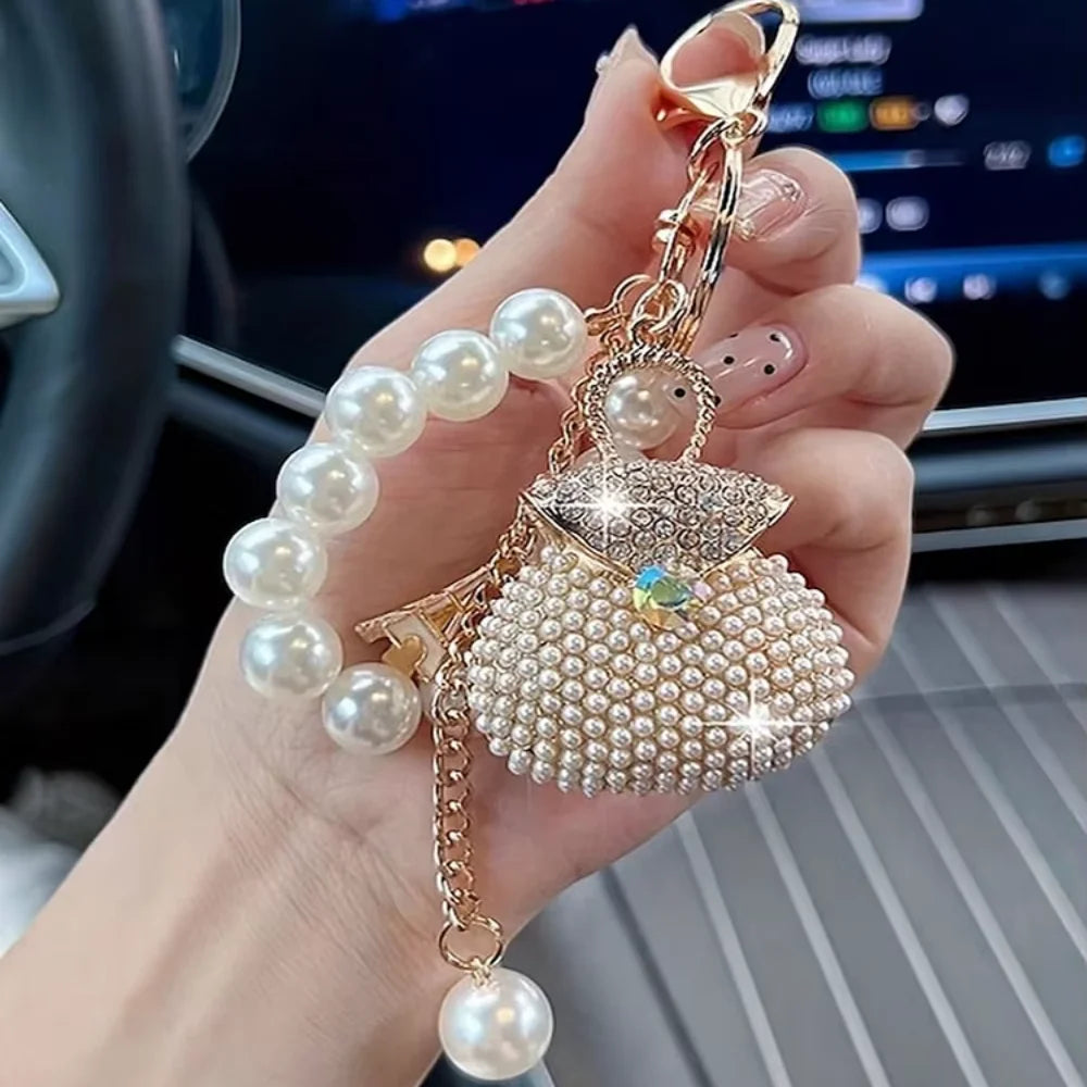 Pearl Beads Zircon Studded Key
