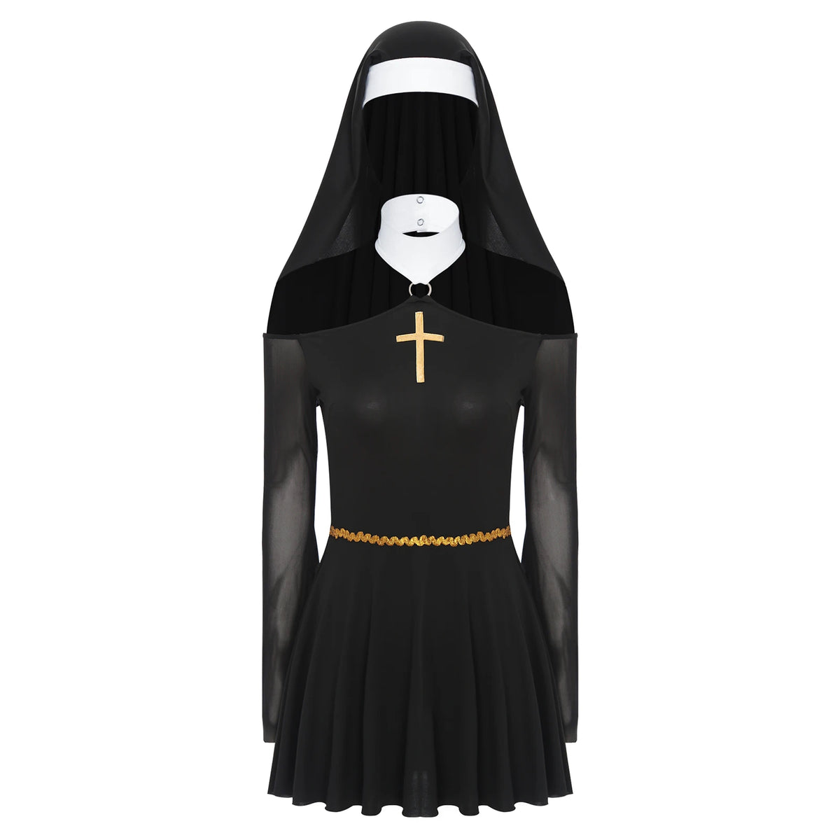 Gothic Nun Costume Dress with Headscarf