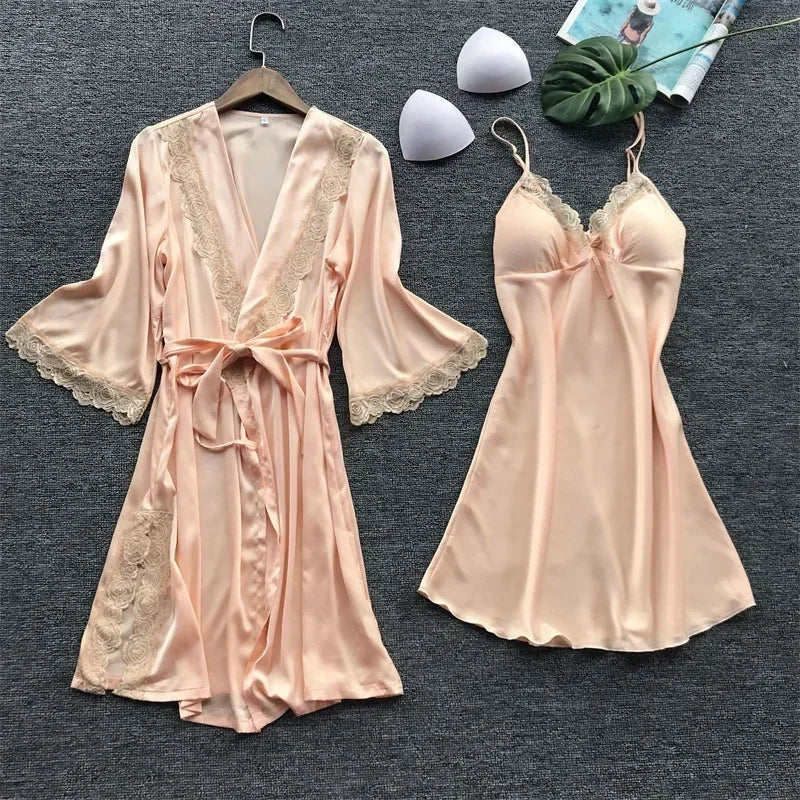 2PCS Female Lace Pajamas Set