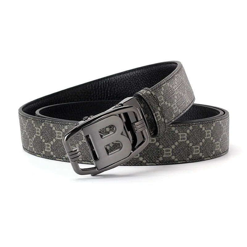 Luxury leather B buckle belt