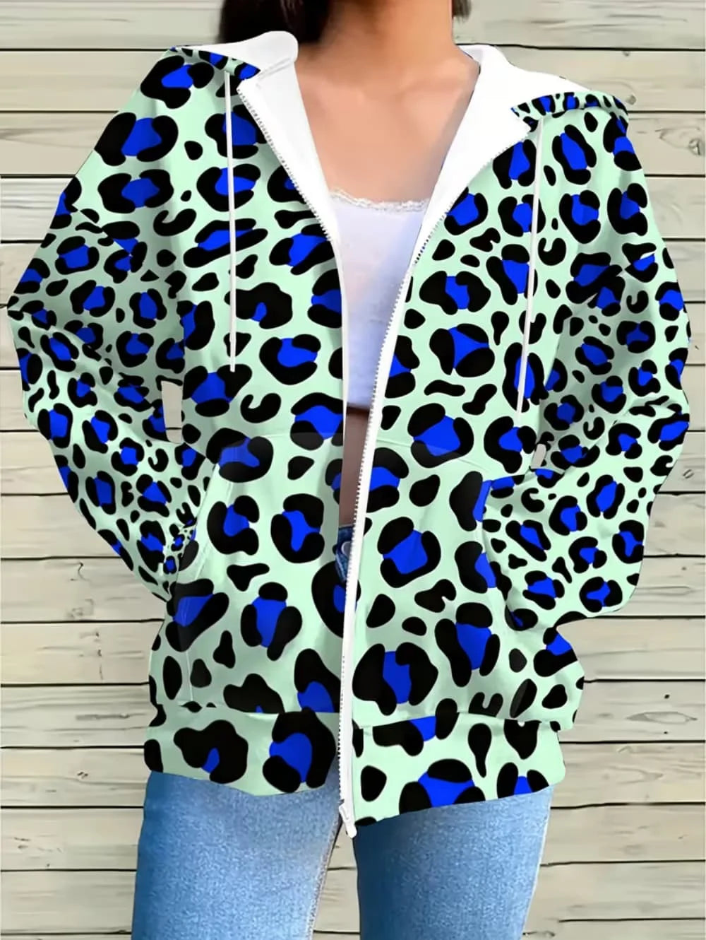 Thin Leopard Zip Hoodie
