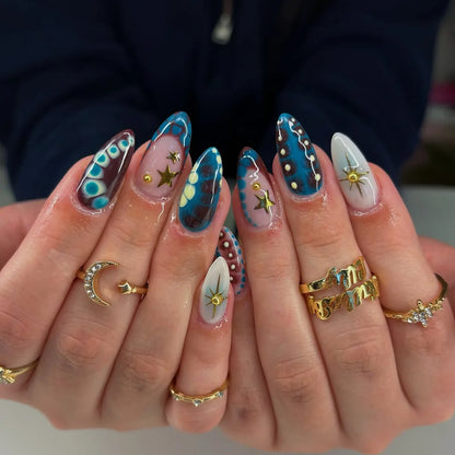 3D Flower Almond Press-On Nails