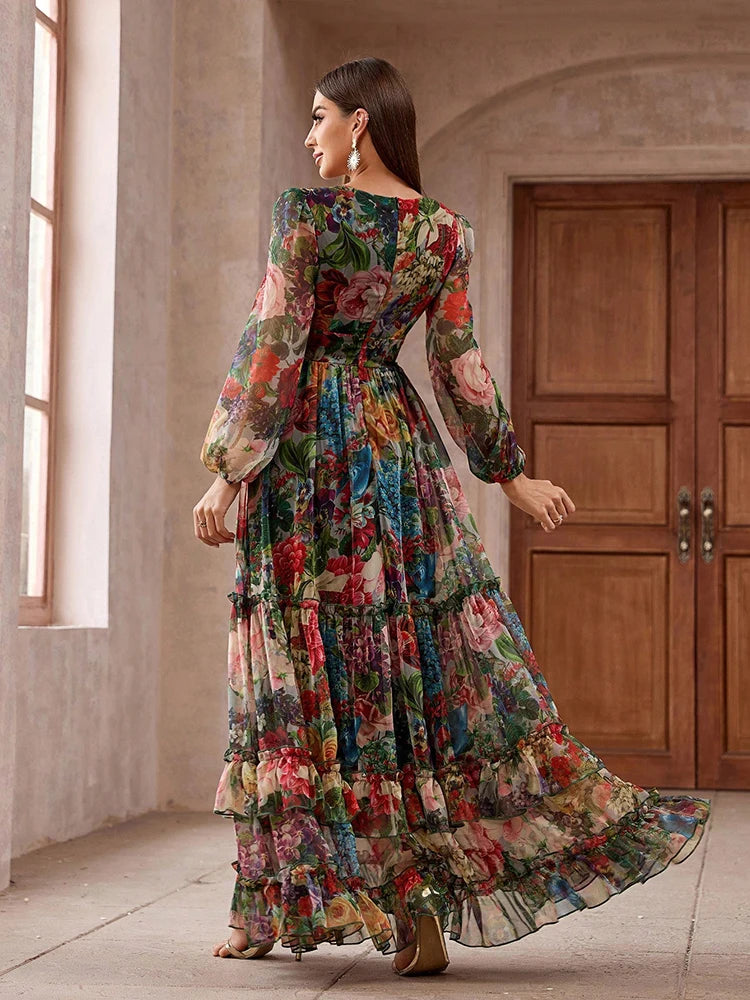 print maxi dress with sleeves Birdy Dress in Desert Sage Animal