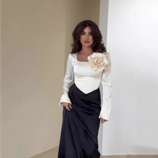 Satin Patchwork Long Dress