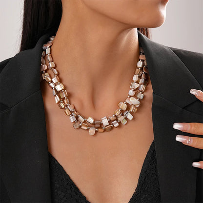 Colorful Geometric Statement Necklace