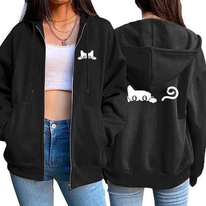 Letter Print Zip Cardigan Hoodie