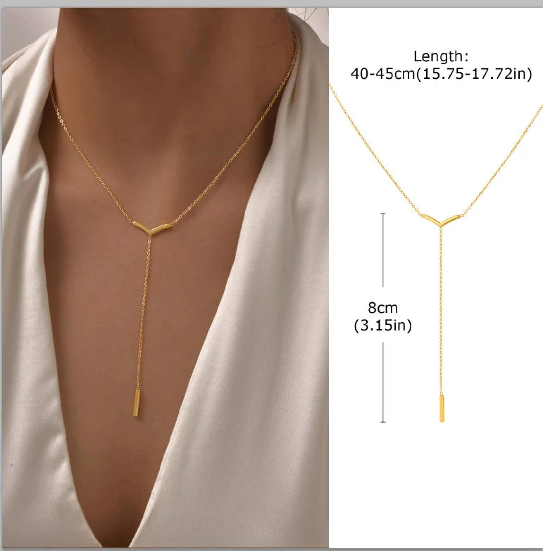 Gold Lariat Y-Shape Necklace