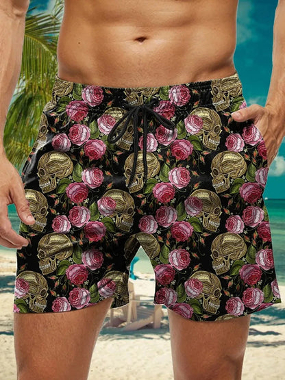 3D Floral Print Swim Trunks