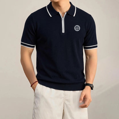 Zip Badge Casual Polo