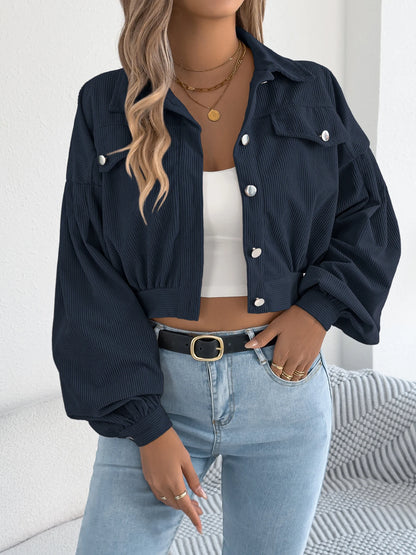 Corduroy Cropped Button Jacket