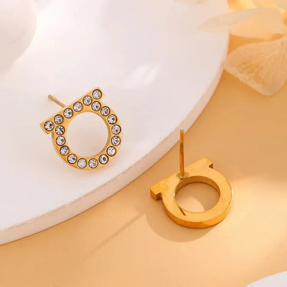 D-Shaped Stud Earrings
