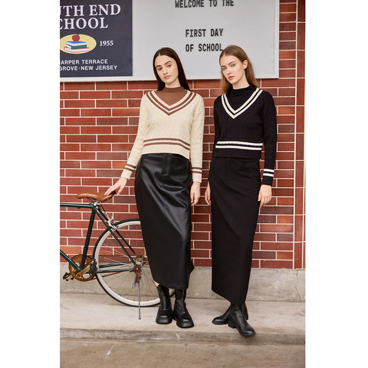 Striped Patchwork Knit Sweater