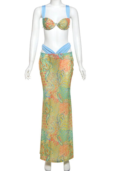 Beachwear Crop Skirt Set
