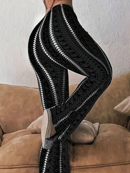 Retro Print Flared Leggings
