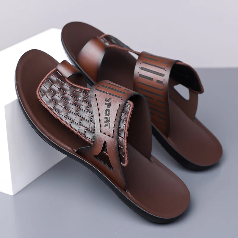 Summer Simple Leather Slippers