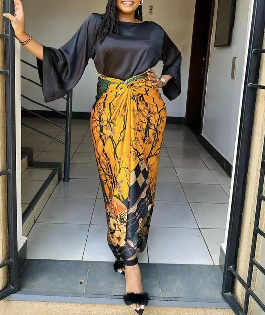 Flare Sleeve Skirt Set