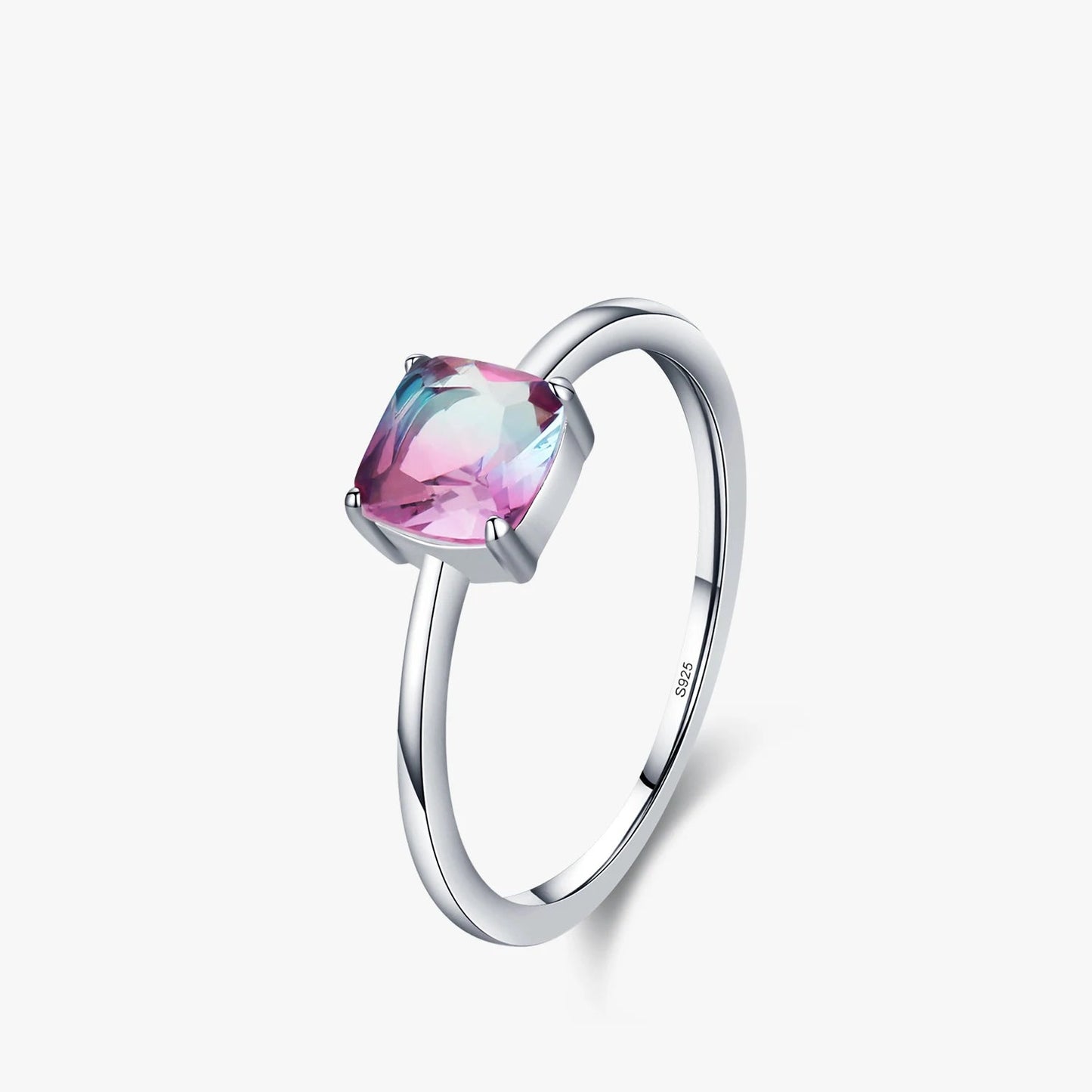 Rainbow Tourmaline Square Ring
