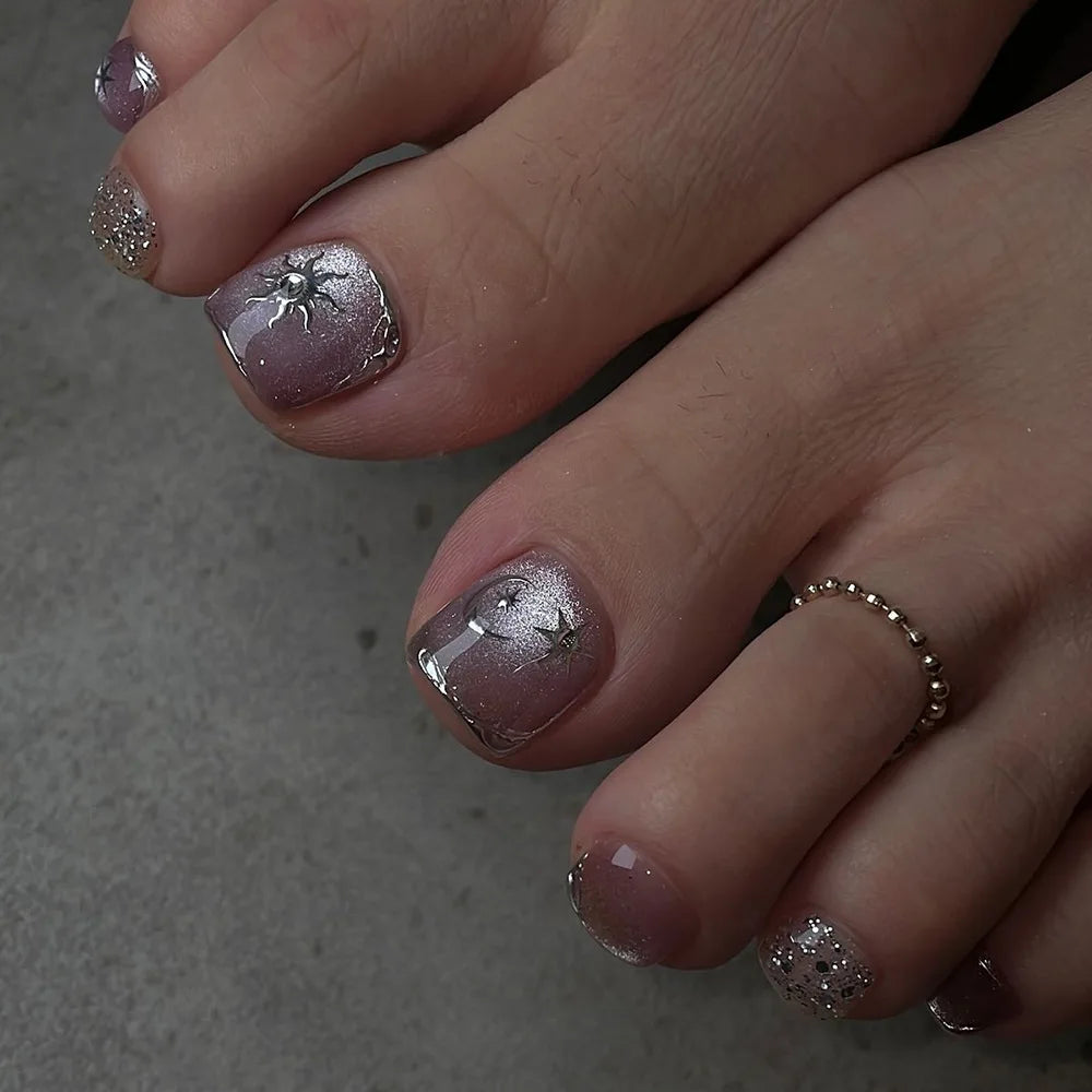 Blue Gloss Toe Nail Set