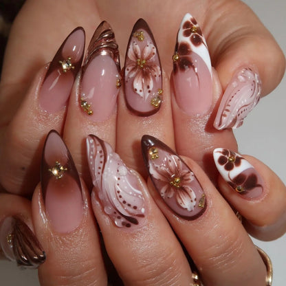 24Pcs French Ballerina Nail Tips