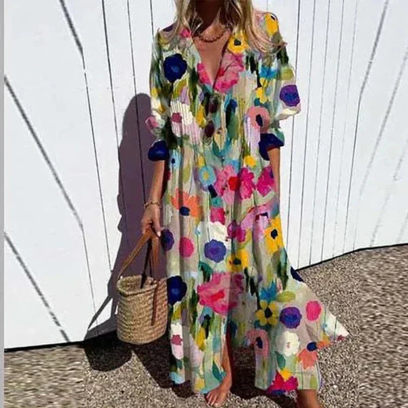 Retro Bohemian Shirt Dress
