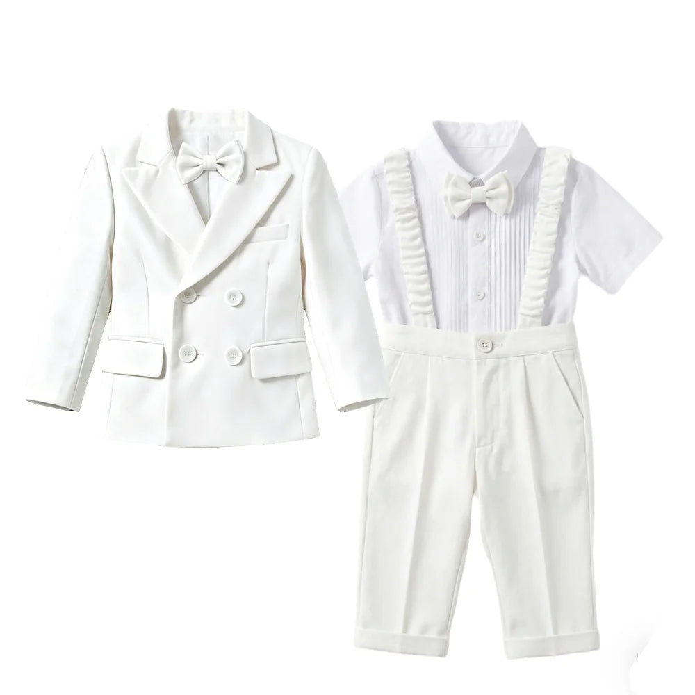 White Blazer and Suspender Pants Set