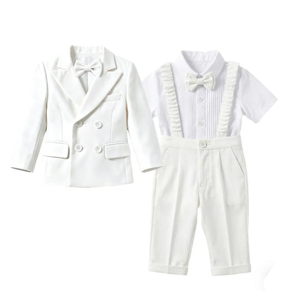 White Blazer and Suspender Pants Set