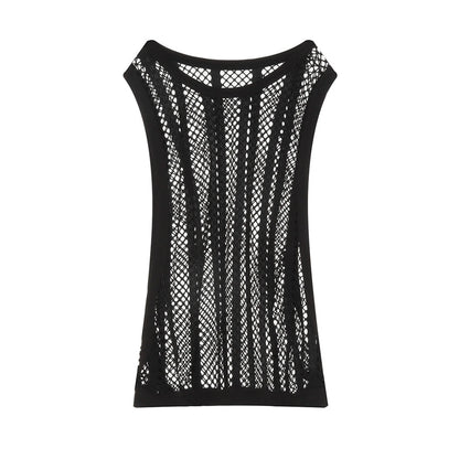 Mesh Fishnet Sleeveless Tank Top