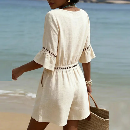 Button Wide Romper