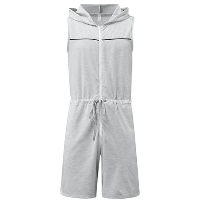 Sleeveless Hooded Zipper Bodysuit Jumpsuit