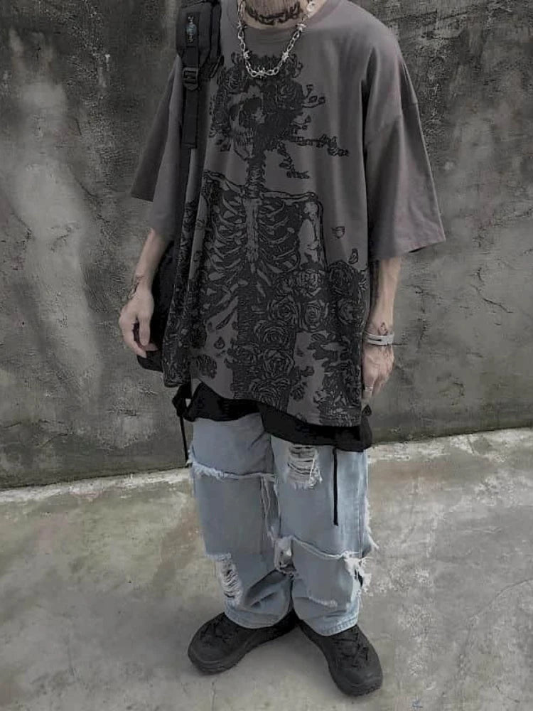 Gothic Skull Cotton T-Shirt