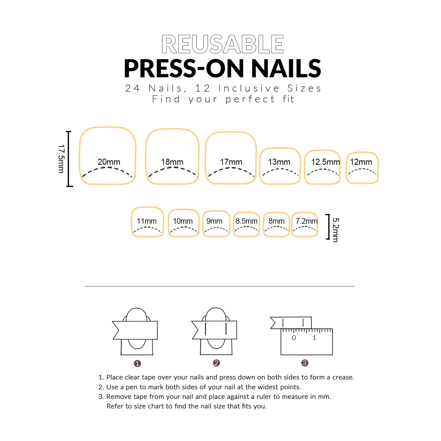 French Diamond Toe Press-On Nails
