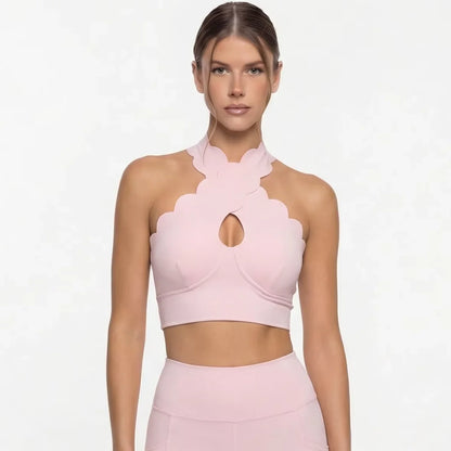 Lace Cross-Gather Yoga Vest