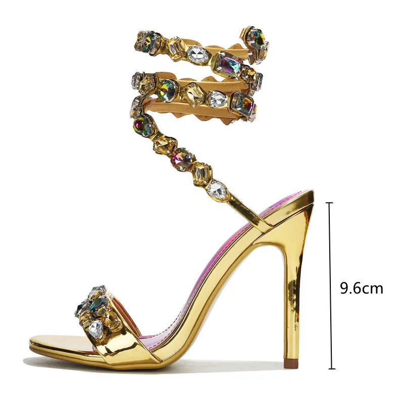 Crystal Wrap Stiletto Sandals