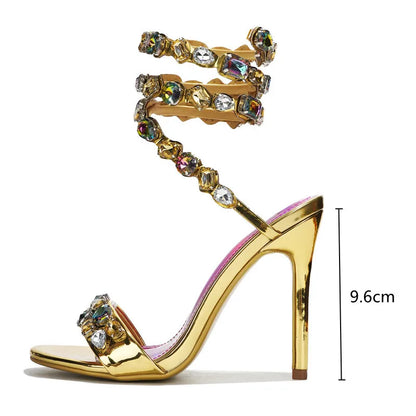 Crystal Wrap Stiletto Sandals