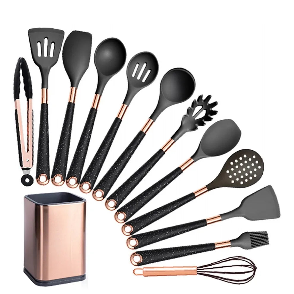 Silicone Khaki Utensils Set For Kitchen