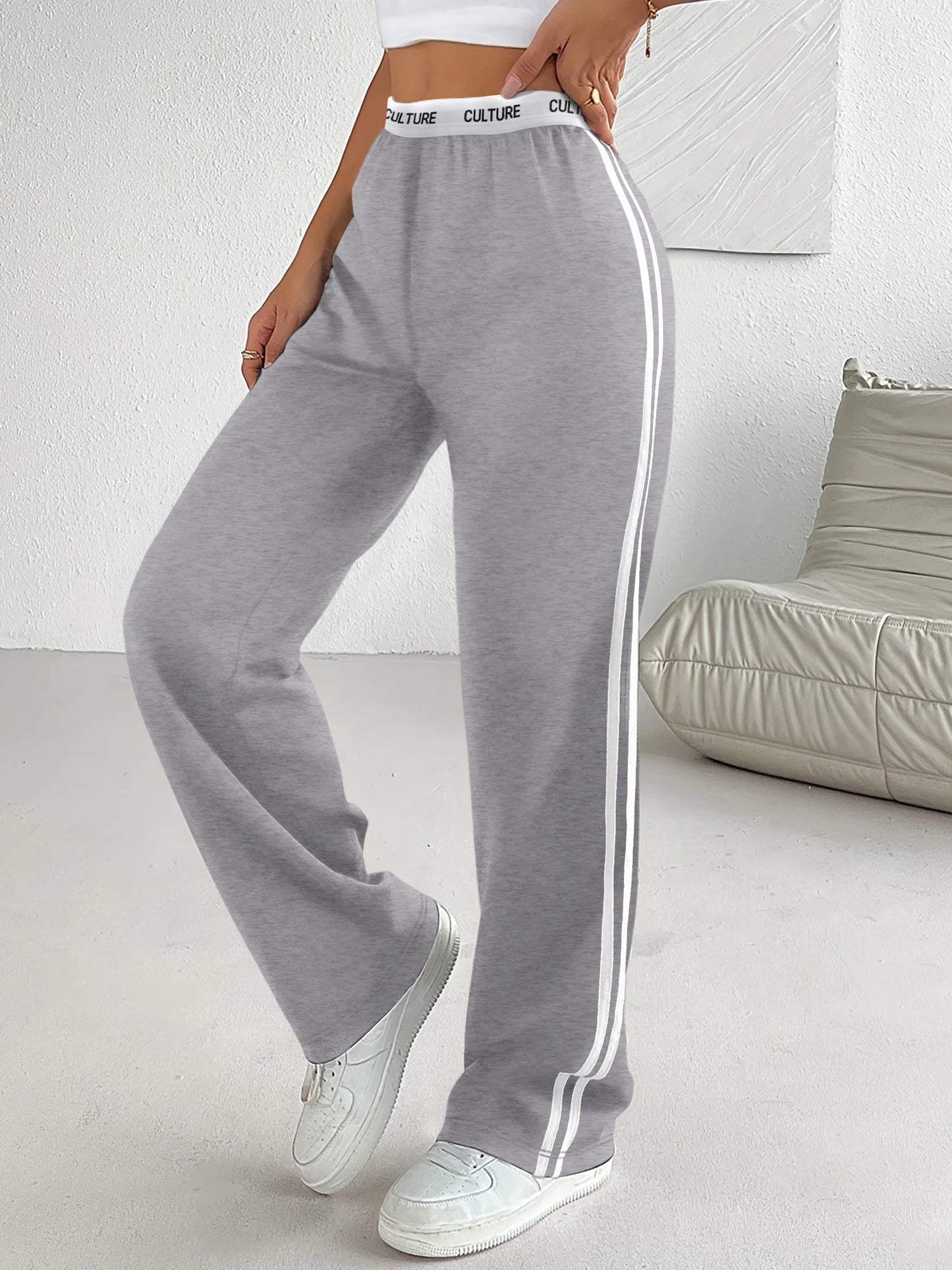 Culture Print Wide-Leg Sweatpants