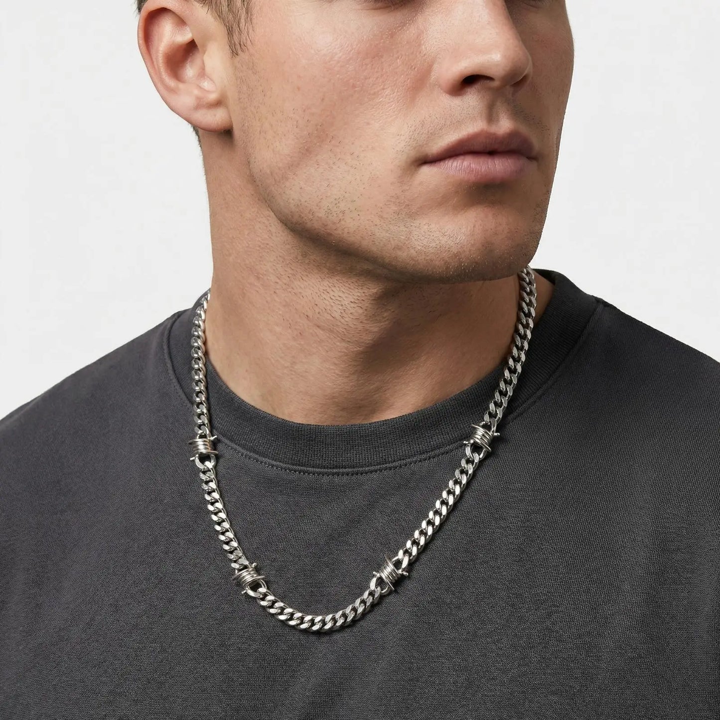 Metal Geometric Stainless Cuban Chain
