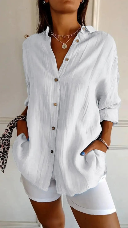 Women Solid Color Street Shirt