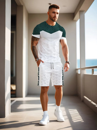 Irregular 3D Print T-Shirt Set