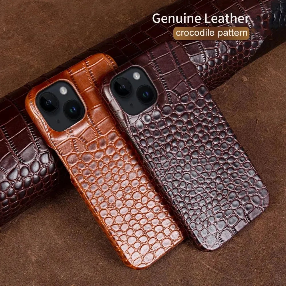 Crocodile Leather Case for iPhone 17 Pro Max | 17 Pro | 16 Pro Max | 16 Pro | 15 Pro Max | 15 Pro | 14 Pro Max | 14 Pro | 13 Pro Max | 12 Pro Max | 11 Pro Max