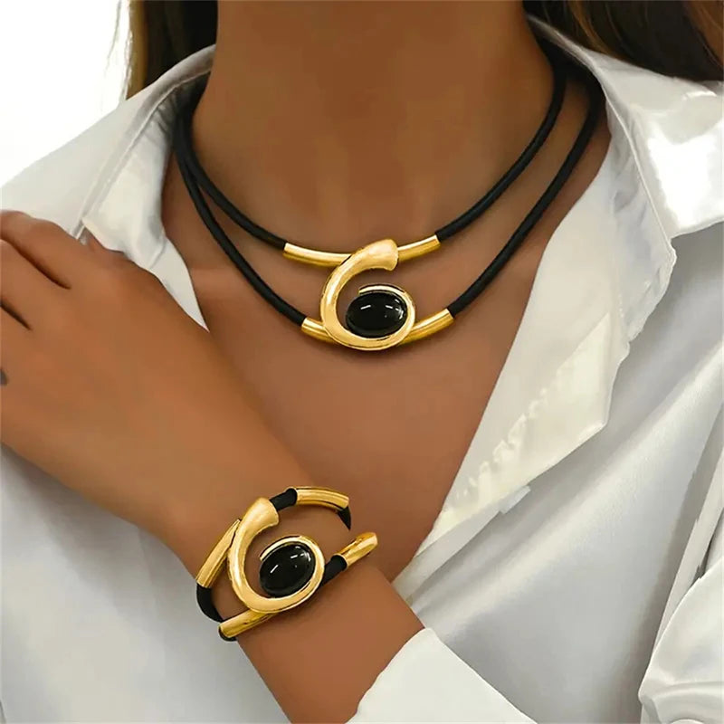 Bohemian Layered Necklace Bracelet Set