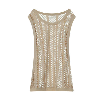 Mesh Fishnet Sleeveless Tank Top